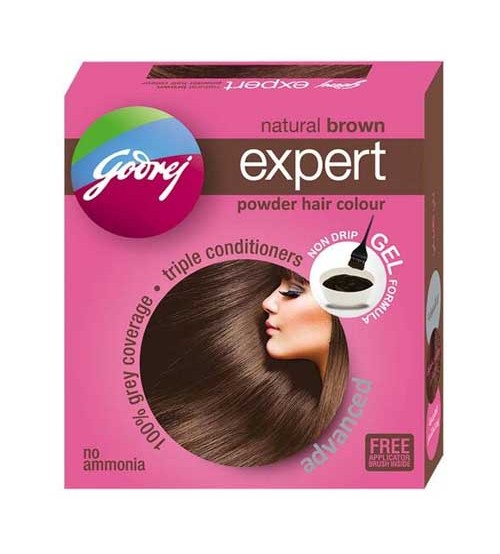 Godrej Natural Brown Expert Powder Hair Color 4 Sachet in one Box